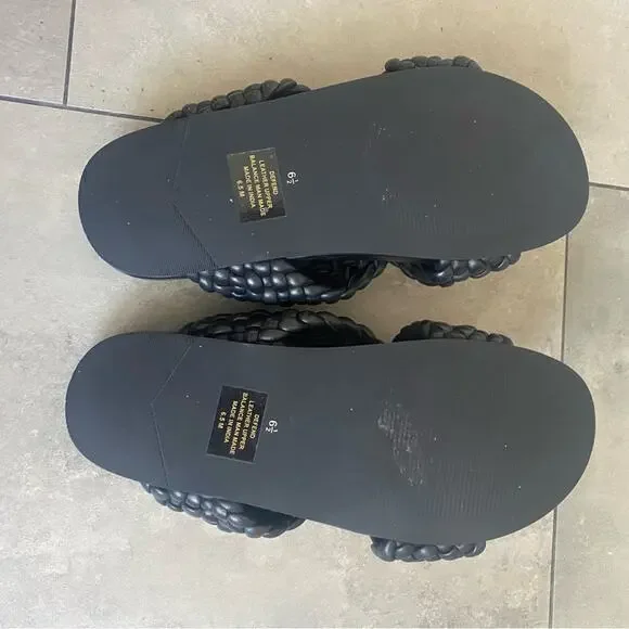 NEW Charles David defend black braided leather slides sandals 6.5 - Picture 7 of 7